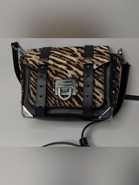 Michael Kors Zebra-Print Calf Hair Crossbody - Black & Brown
